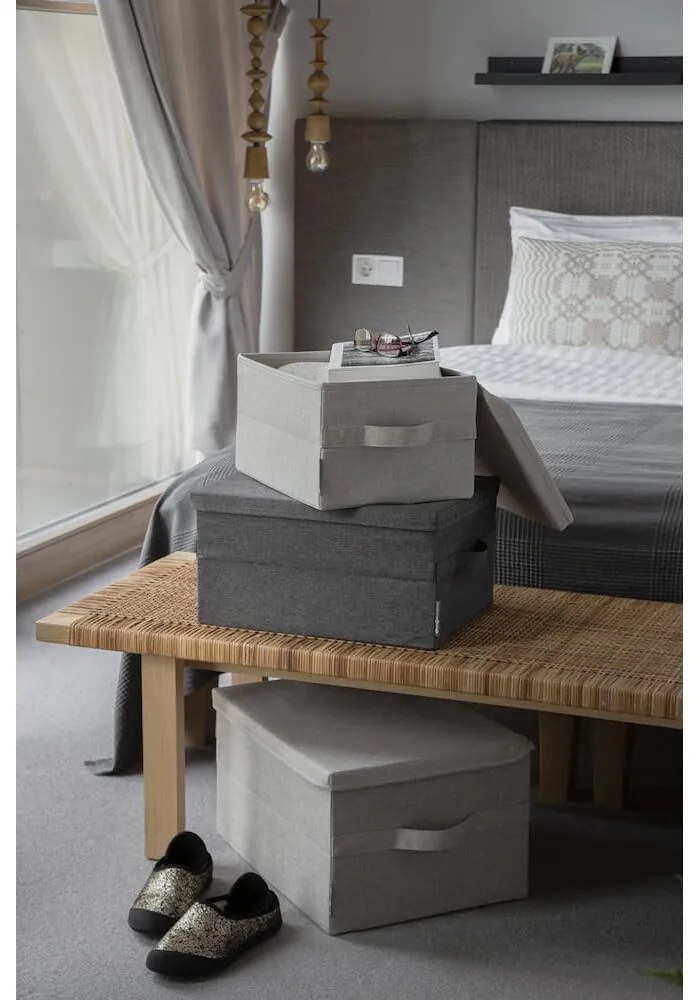 Béžový látkový úložný box s vekom 35x19x26 cm Soft Storage – Bigso Box of Sweden