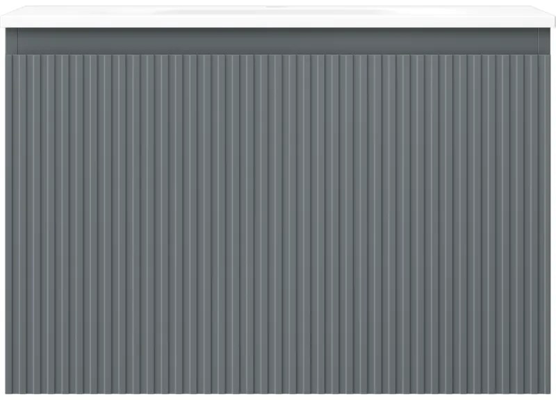 Mexen Rivel, kúpeľňová skrinka 70 cm s umývadlom Vela, 1 zásuvka, drážkovaná, grafitová matná/biela matná, 91A20-07047-1-BF66-W23M01