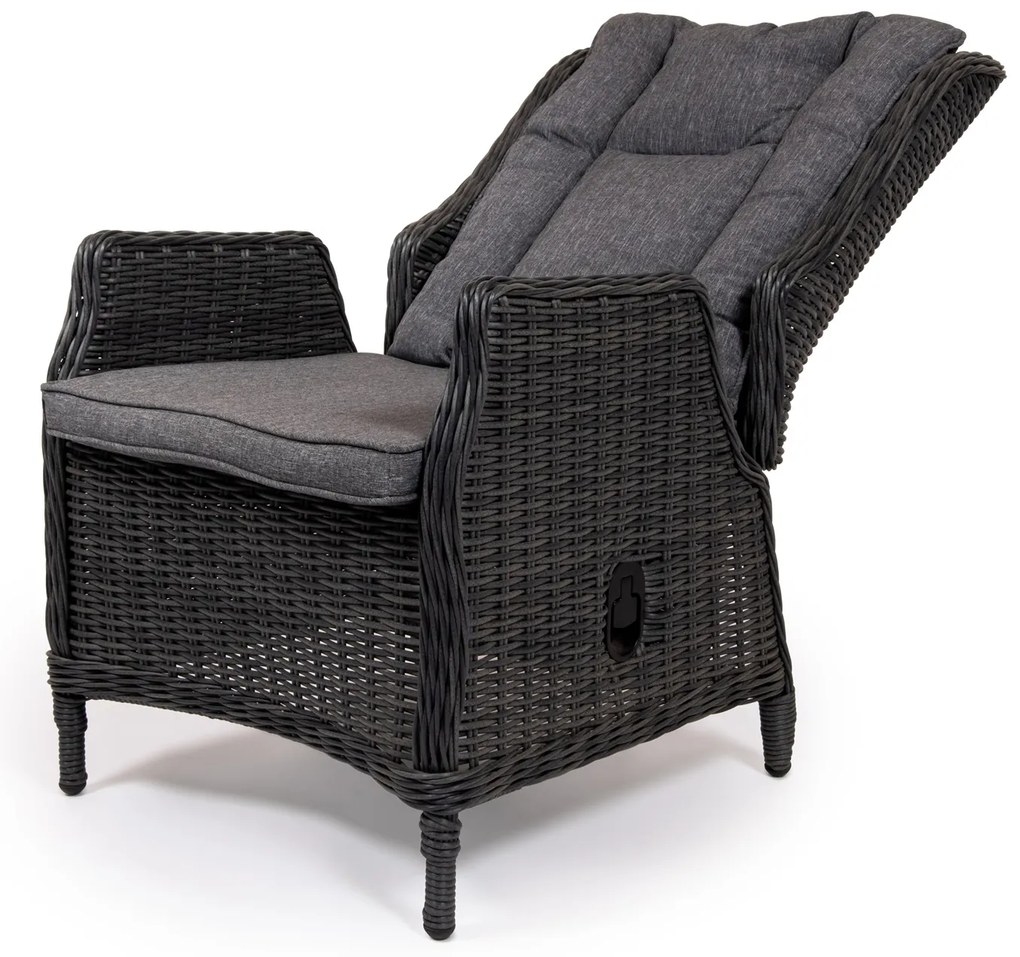 Ratanové polohovateľné kreslo KINGSMAN tmavosivé