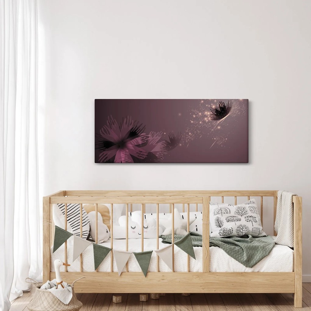 Obraz kvetu s motýľom (120x50 cm)