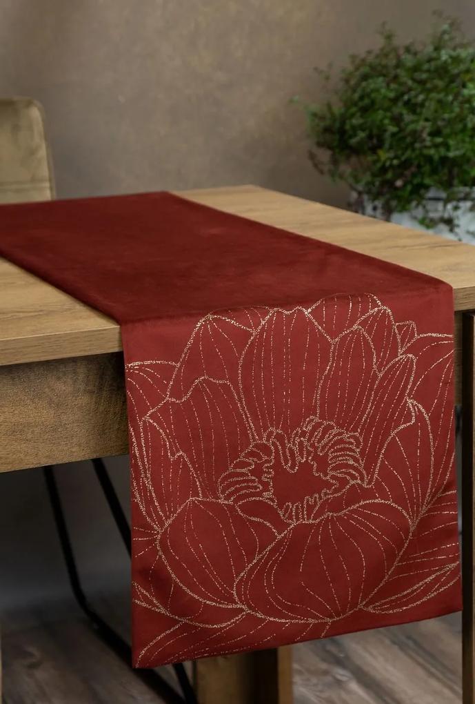 Dekorstudio Elegantný zamatový behúň na stôl BLINK 13 tehlový Rozmer behúňa (šírka x dĺžka): 35x180cm