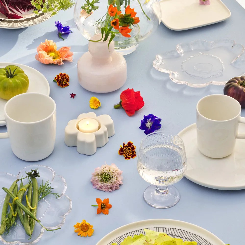 Marimekko Svietnik Unikko biely modrý sada 2ks