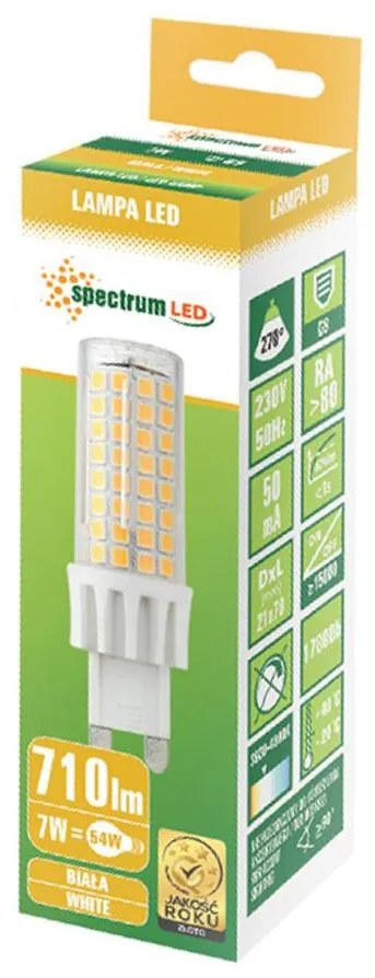 Toolight - LED žiarovka s neutrálnym svetlom G9 7W 770lm 230V PREMIUM 14164, OSW-01118