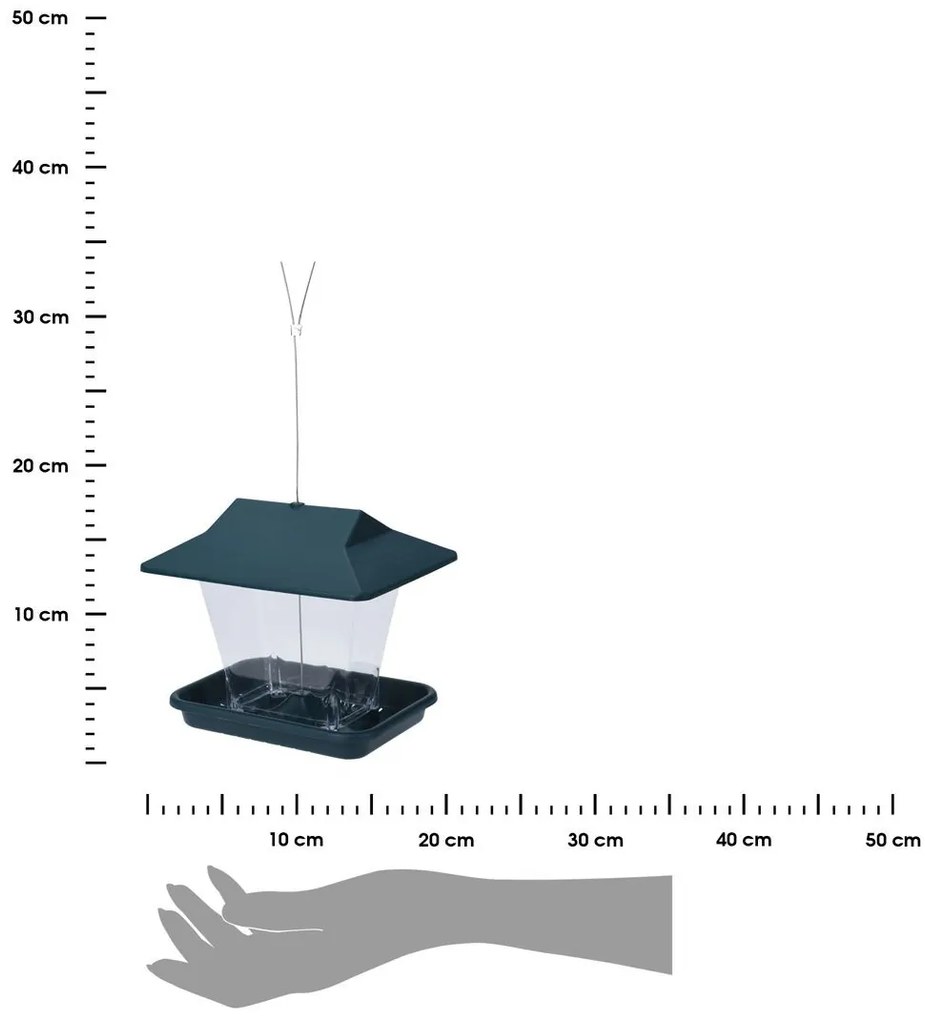Závesné kŕmidlo pre vtáky Harry, 18x20x14 cm, plast, zelená