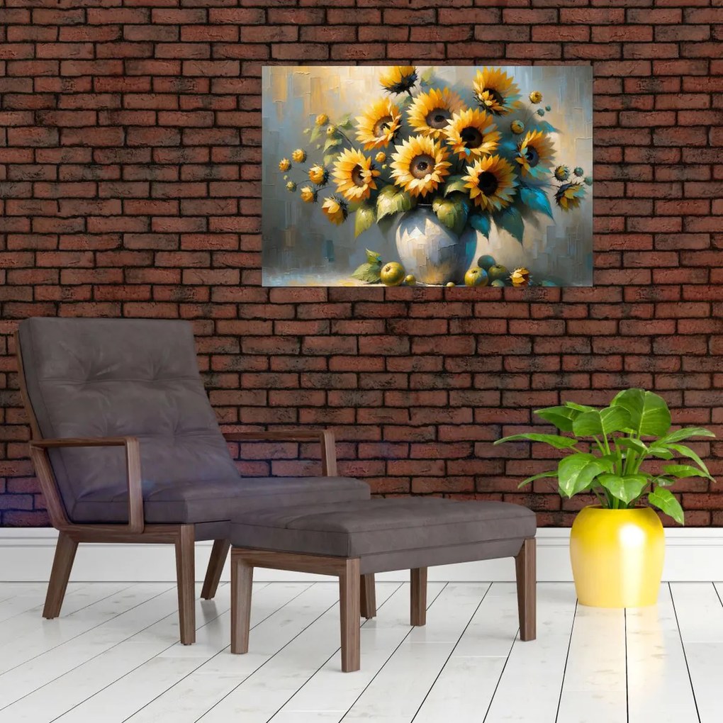 Obraz – Váza so slnečnicami (90x60 cm)