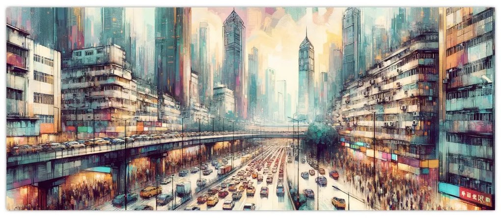 Obraz - Život veľkomesta (120x50 cm)