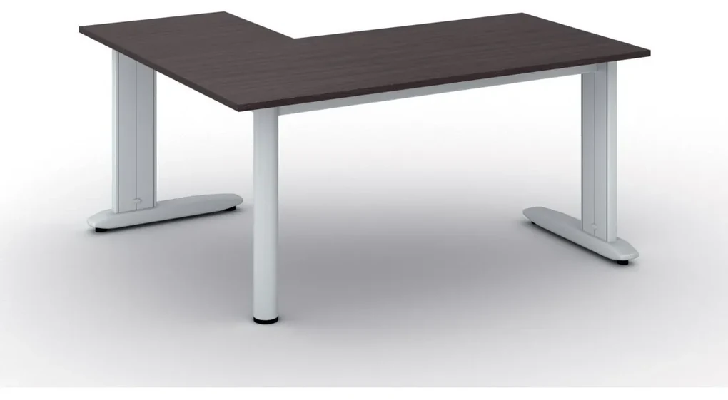 Rohový kancelársky písací stôl PRIMO FLEXIBLE 1600 x 1400 mm, wenge