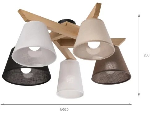 Brilagi - LED Prisadený luster ANTHONY 5xE14/40W/230V dub