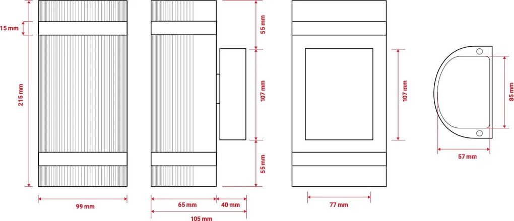 LEDLUX LED vonkajšie strieborné - 2 x GU10 - 230V - BRG2464