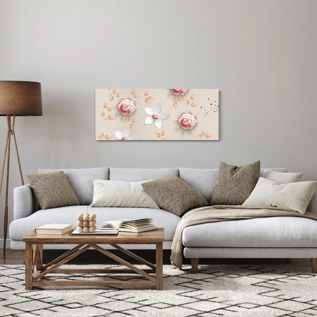 Obraz - Kvety ruží (120x50 cm)