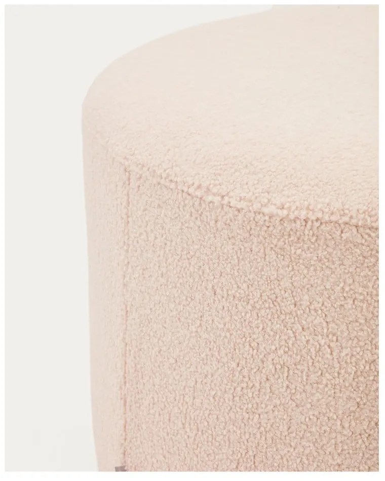 Svetloružový taburet z textílie buklé Kaeli – Kave Home