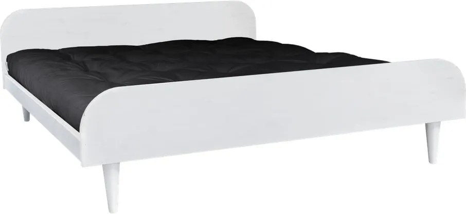 Dvojlôžková posteľ z borovicového dreva s matracom Karup Design Twist Comfort Mat White/Black, 140 × 200 cm