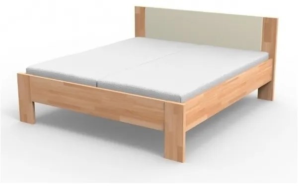 Texpol NIKOLETA - masívna buková posteľ s čalúneným čelom 140 x 200 cm, buk masív + čalúnené čelo