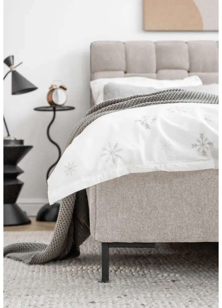 Béžová čalúnená dvojlôžková posteľ s roštom 140x200 cm Eve – Miuform