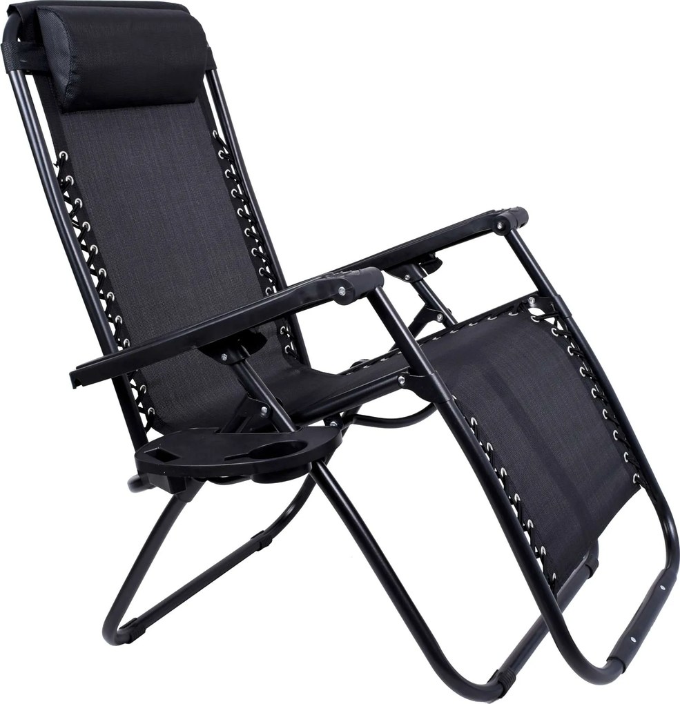 Čierne záhradné polohovacie lehátko Orion