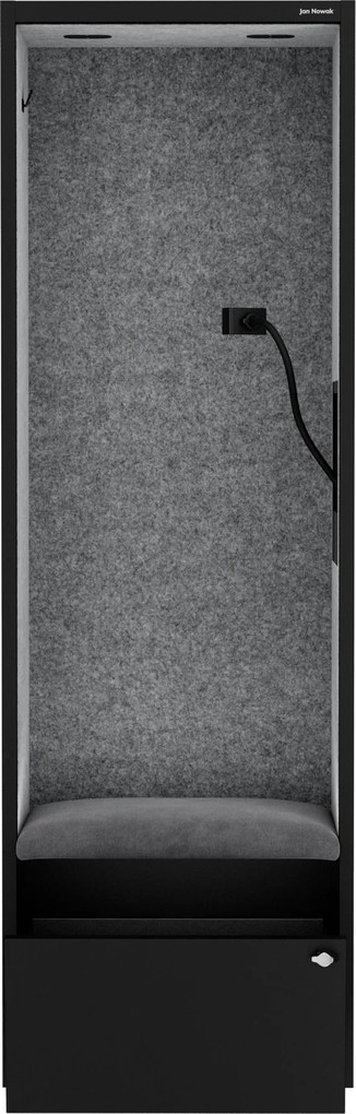 Akustická kabína SALLY MentalBox 600 mm – čierny korpus, sivé sedadlo