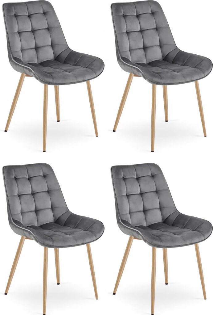 Sivá zamatová stolička BERA