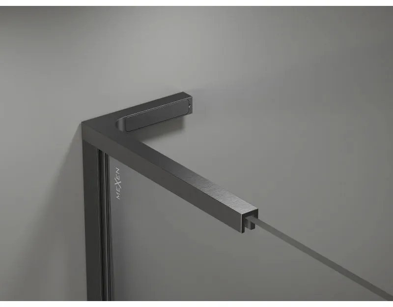 Mexen, Mexen Kioto-X L sprchová stena 90 x 200 cm, priehľadná 10 mm, pištoľovo sivá kartáčovaná - 800-090-107-66-00-X