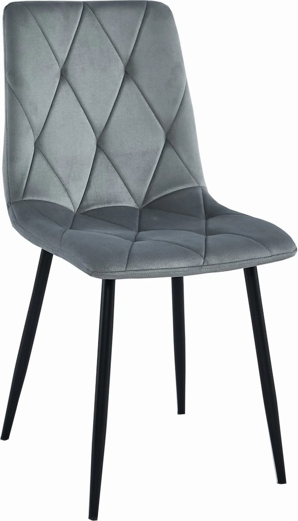 AKCIA Sivá zamatová jedálenská stolička LIBRA s čiernymi nohami II. akosť
