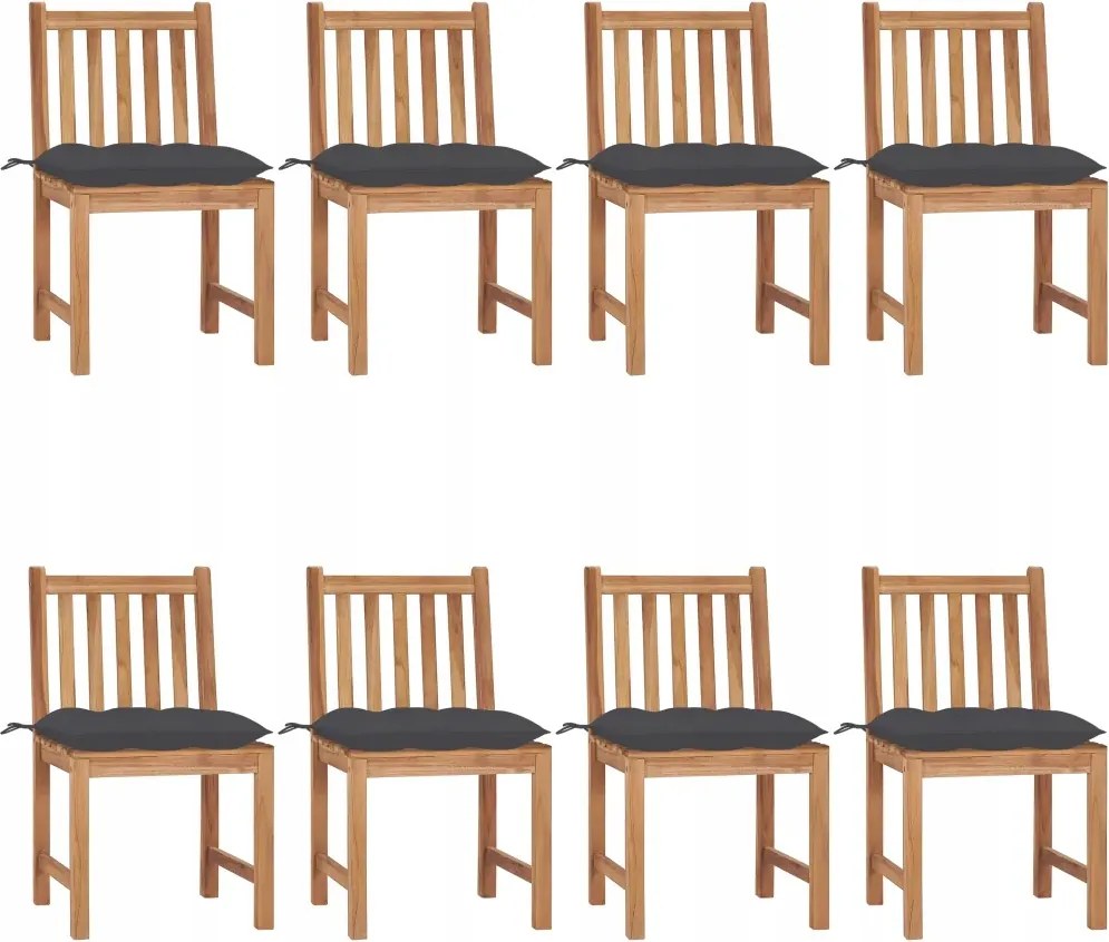 vidaXL Záhradné stoličky 8 ks s podložkami tíkový masív