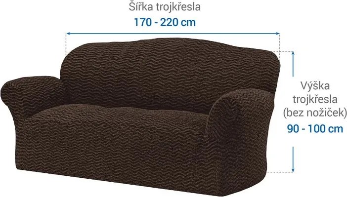 Bielastické poťahy CRISTINA tabaková trojkreslo (š. 170 - 220 cm)