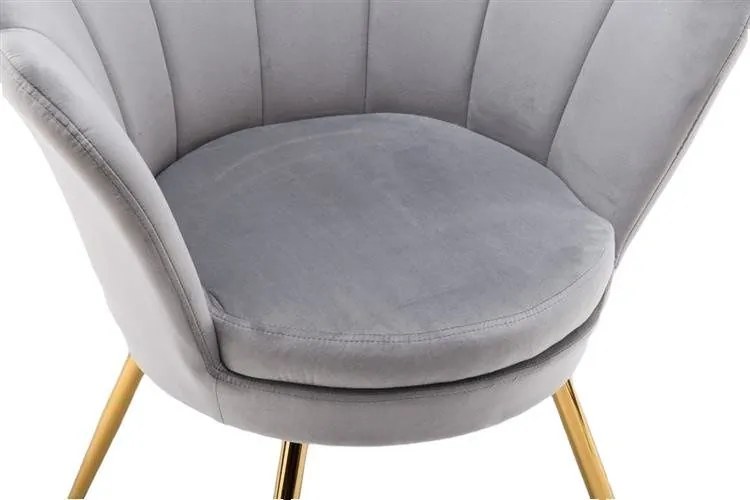 LuxuryForm DESIGN Kreslo FREY VELUR so zlatými nohami - svetlo šedé