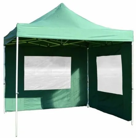 Garthen PROFI 377 Záhradný párty stan nožnicový 3x3 m zelený + 2 bočné steny