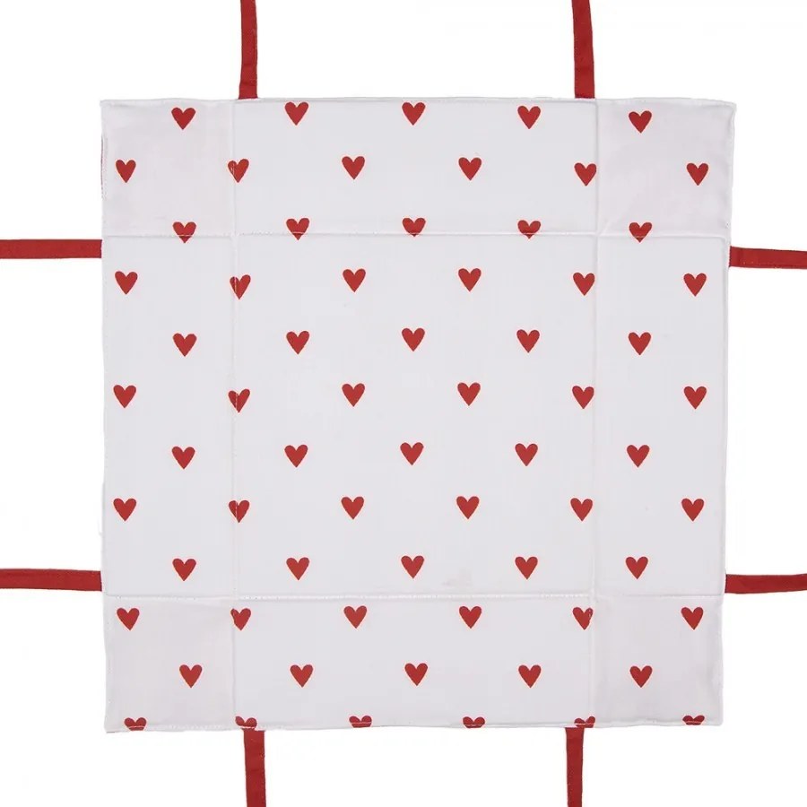 Bielo-červený károvaný košík na pečivo so srdiečkami Love It - 35*35*8 cm