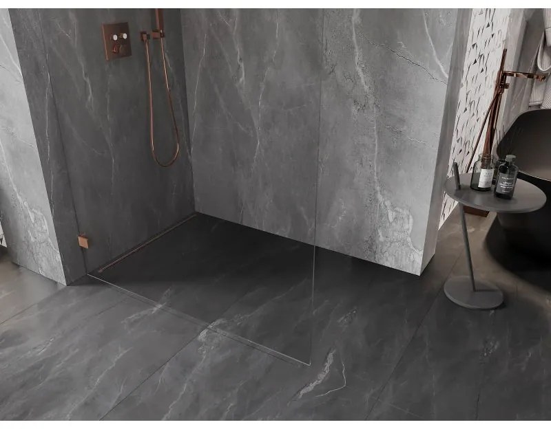 Mexen Lunar sprchová stena ľavá 90 x 200 cm, 8mm číre sklo, medená matná, 830-090-000-65-00-L