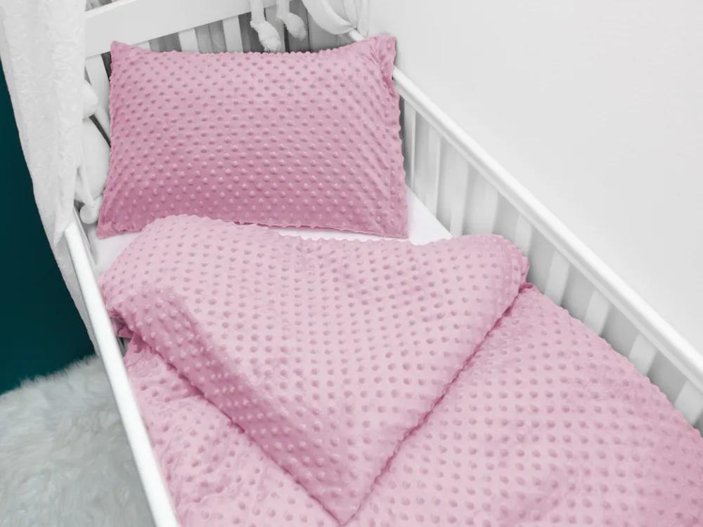 Biante Detské posteľné obliečky do postieľky Minky 3D bodky MKP-049 Svetlo fialovoružové Do postieľky 90x130 a 40x60 cm