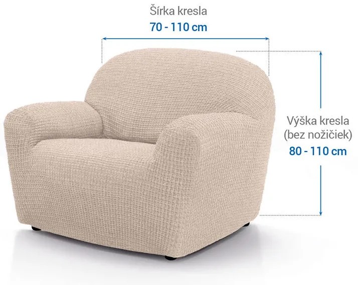 Super strečové poťahy RUBINIA smotanová kreslo (š. 70 - 110 cm)