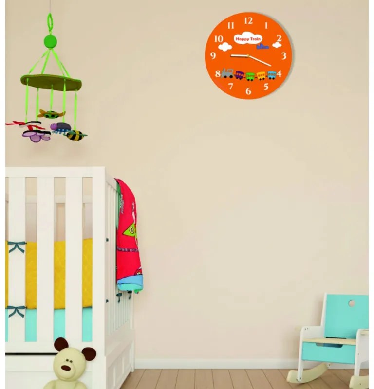 Nástenné hodiny pre deti vlak farby sivá OBLAK 3D HODINY FL-z97- X0052 -RAL7011 HEU+