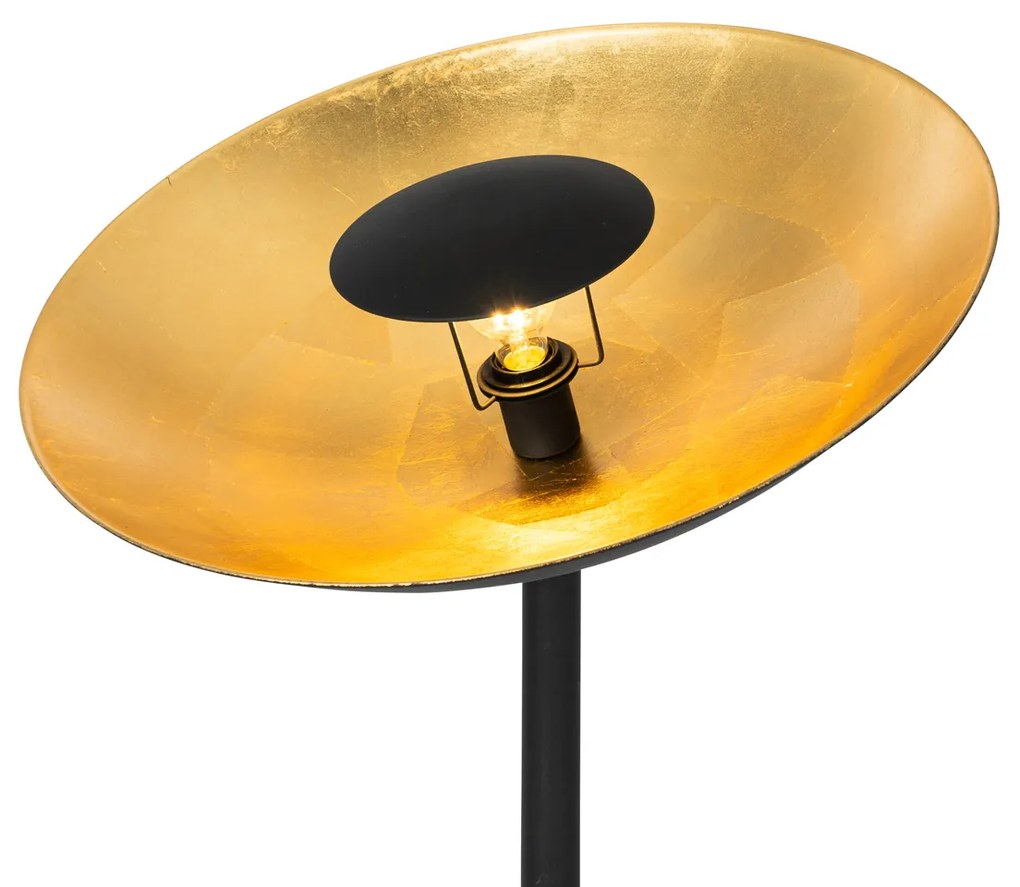 Priemyselná stojaca lampa čierna so zlatým vnútrom 60 cm - Magnax