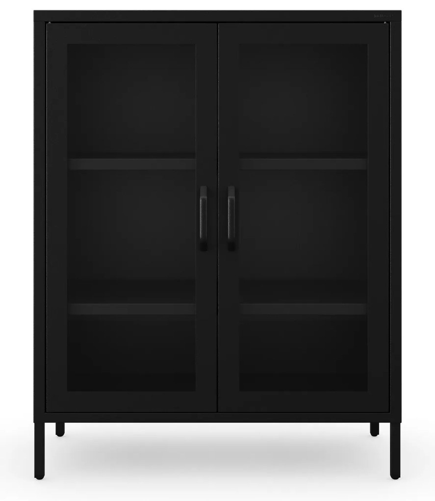 Čierna nízká sklenená vitrína GINA Modern 800 x 1015 x 400 mm
