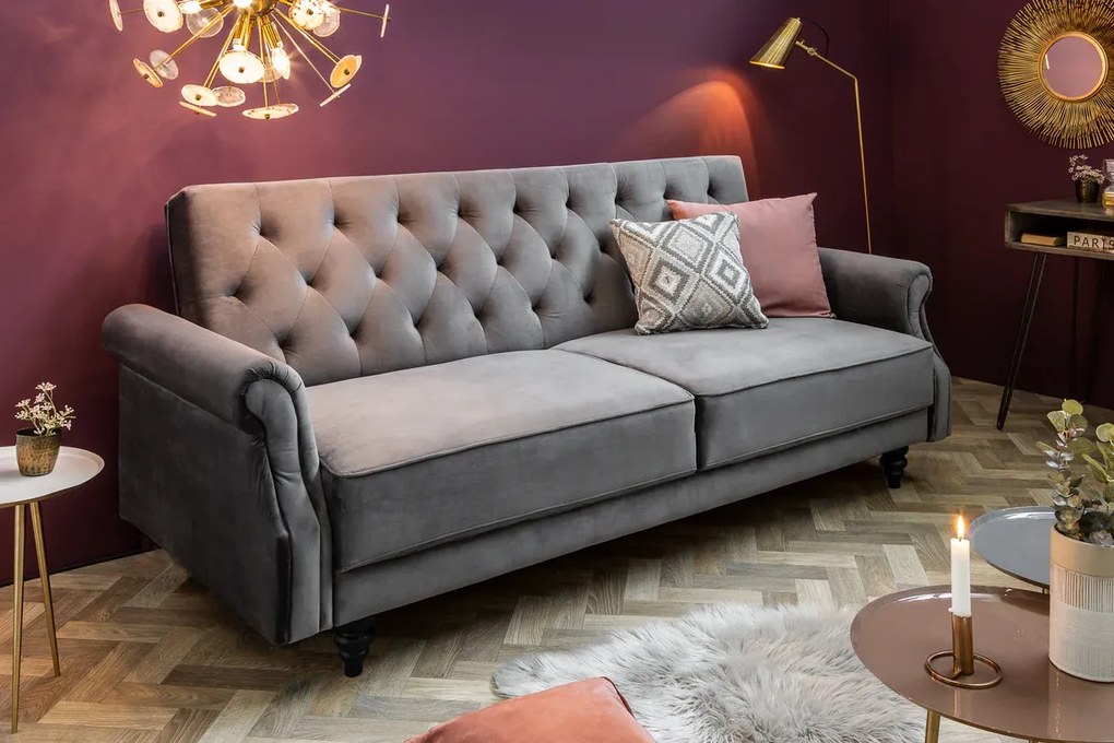 Rozkladacia pohovka MAISON 220 cm – zamatovo šedá