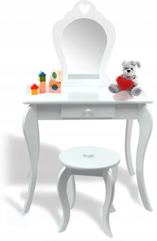 Moderný detský toaletný stolík v bielej farbe