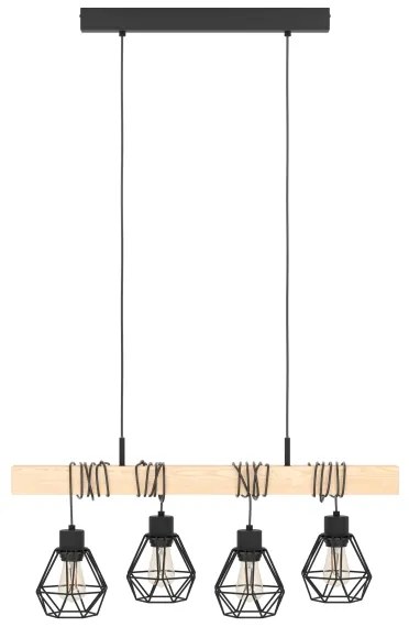 Eglo 44075 - Závesné svietidlo TOWNSHEND na lane 4xE27/60W/230V
