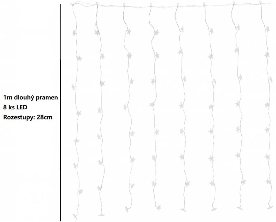 Vianočný LED záves s 80 hviezdičkami, 2,5m, rôzne varianty na výber Farba: Teplá biela