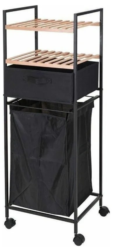 Mobilný kôš na bielizeň s policami a zásuvkou GARMENT 38x105 cm