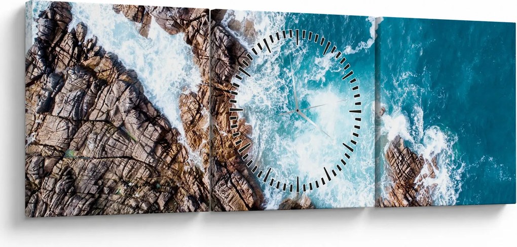 Obraz skál a mora (s hodinami) (90x30 cm)