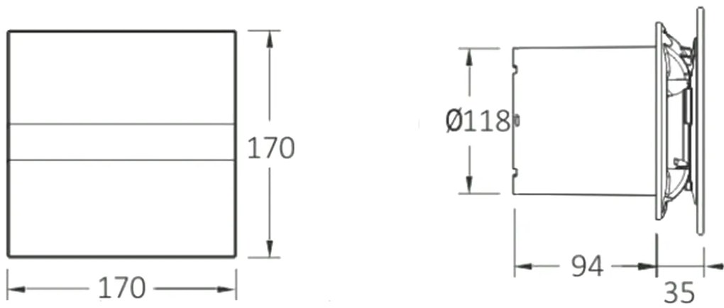 Cata Cata, E-120 GBTH kúpeľňový ventilátor axiálny s automatom, 6W/11W, potrubie 120 mm, čierna, 00901602