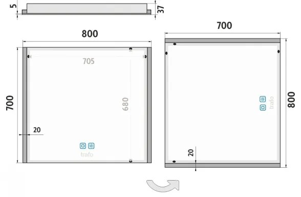 NIMCO ZP 11003VX - LED podsvietené kúpeľňové zrkadlo 3000-6500K 70x80 cm IP44