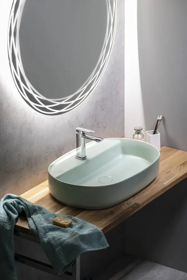 Isvea Isvea, INFINITY OVAL keramické umývadlo na dosku, 60x40 cm, matná zelena Mint, 10NF65060-2T