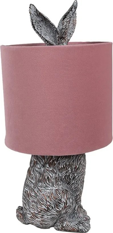 Šedá stolná lampa králik s ružovým tienidlom Rabbi - Ø 20*43 cm
