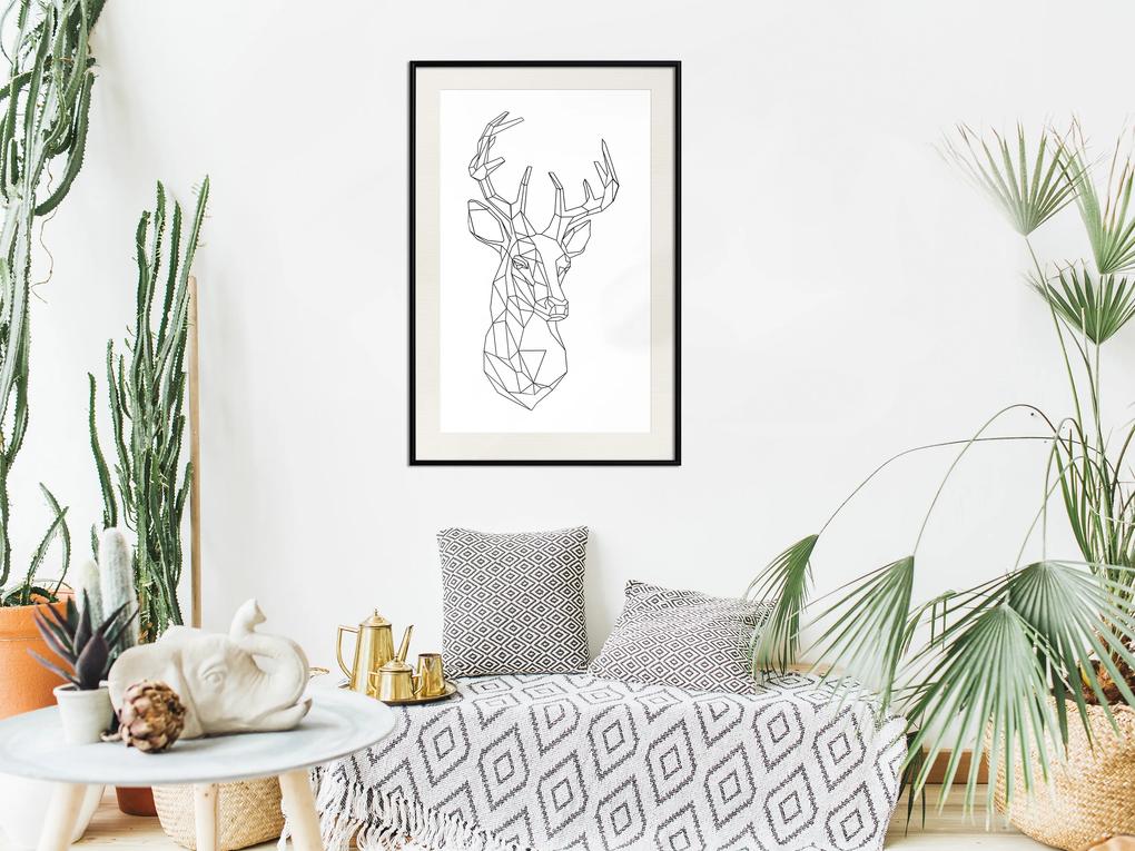 Artgeist Plagát - Geometric Deer [Poster] Veľkosť: 20x30, Verzia: Čierny rám