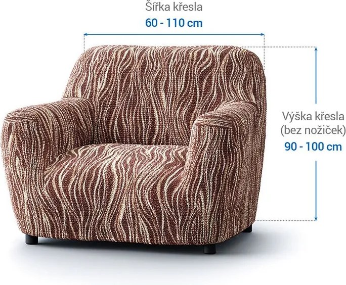 Bielastické poťahy UNIVERSO NOVÉ žíhané hnedé kreslo (š. 60 - 110 cm)