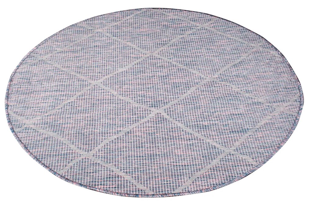Dekorstudio Šnúrkový okrúhly koberec PALM 3075 - ružovomodrý Priemer koberca: 200cm