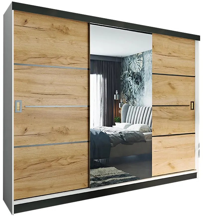 Skriňa Retro 200 4L biely / dvierka craft  zlatý