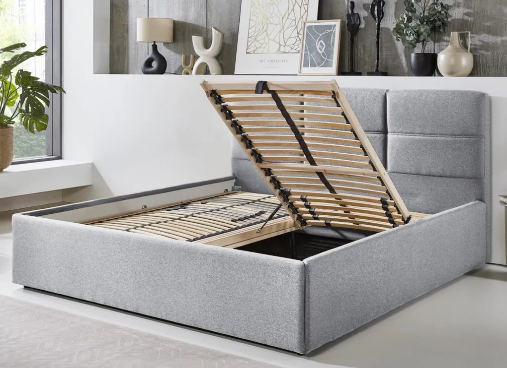 Postel Domango 140x200 cm, svetlo šedá látka