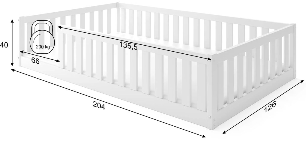Široká posteľ BELLA SIMA 120×200 cm Montessori – biela